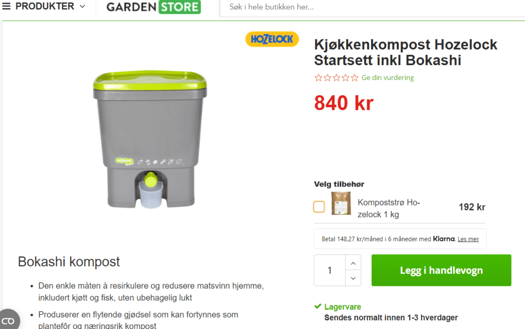 Bokashi bøtte startsett fra Gardenstore.no
